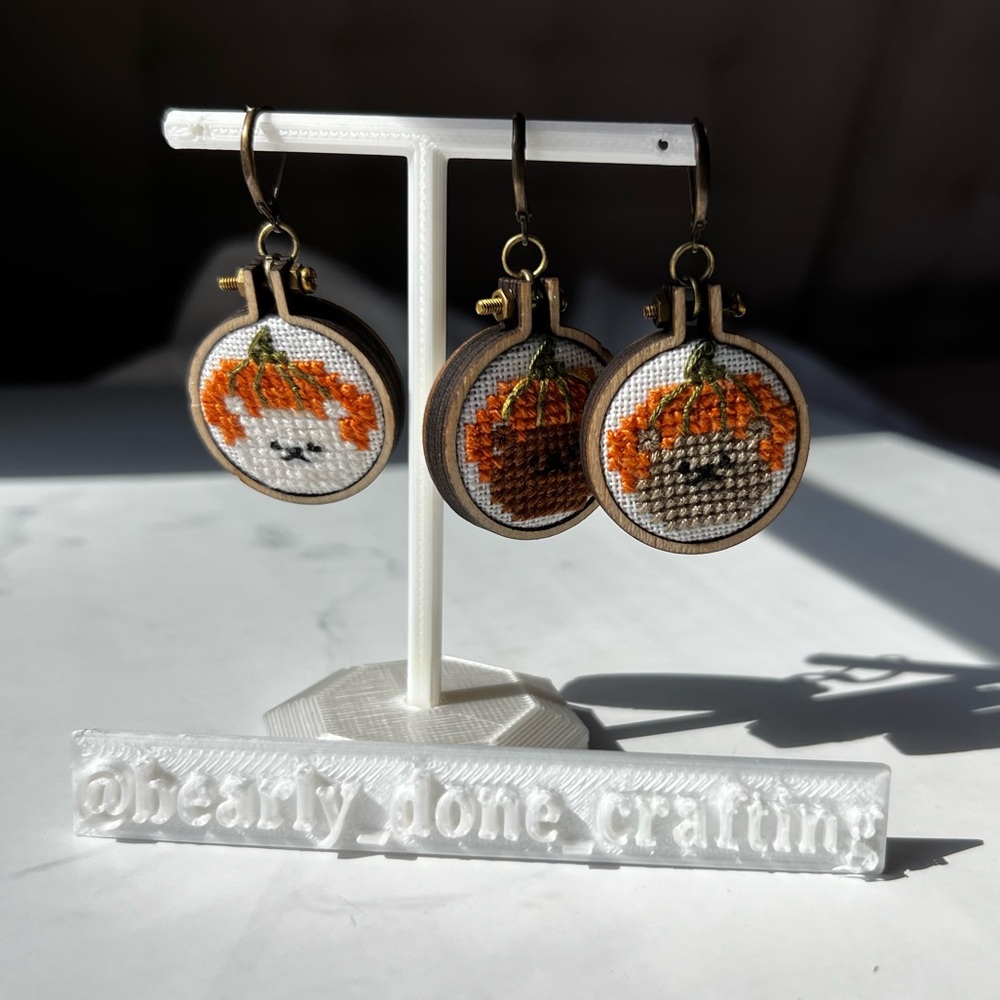 Handcrafted Pumpkin Head Bear Embroidery Charms HP